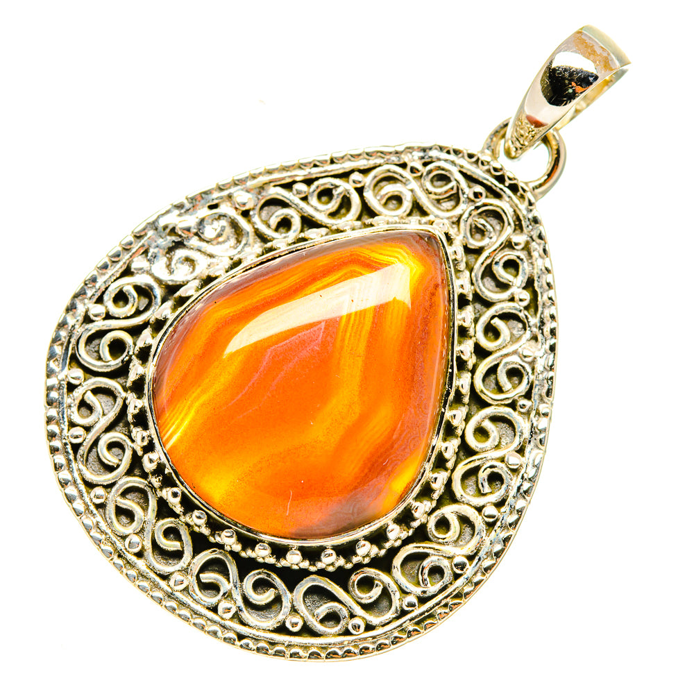 Orange Botswana Agate Pendants handcrafted by Ana Silver Co - PD6217