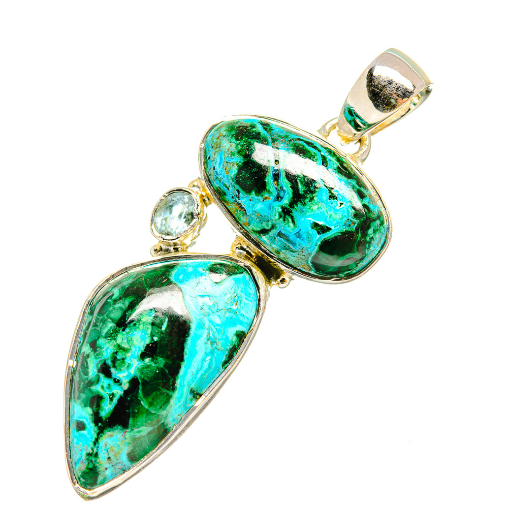 Malachite In Chrysocolla Pendants handcrafted by Ana Silver Co - PD6294