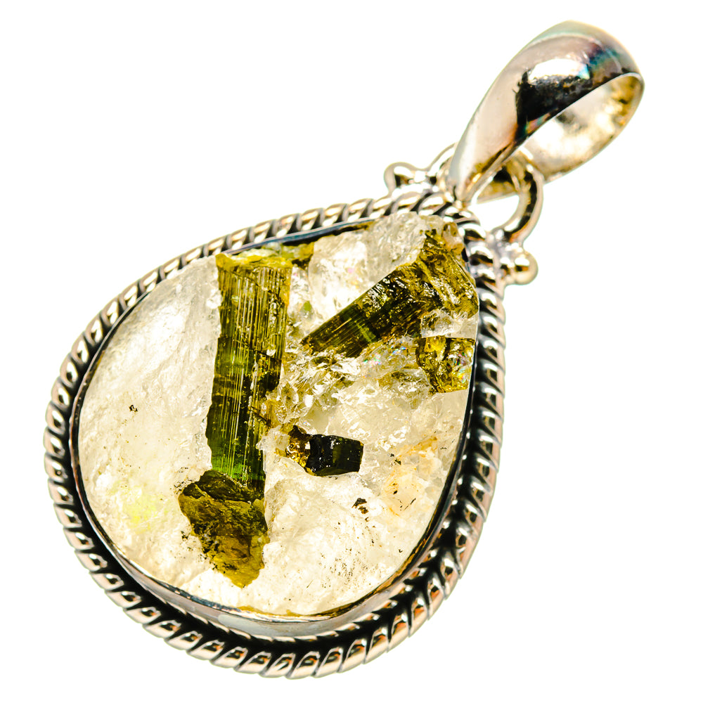 Green Tourmaline In Quartz Pendants handcrafted by Ana Silver Co - PD6315