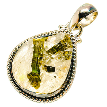 Green Tourmaline In Quartz Pendants handcrafted by Ana Silver Co - PD6315