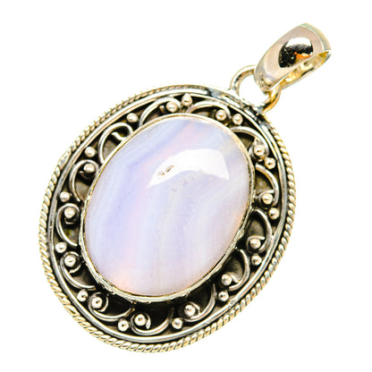 Blue Lace Agate Pendants handcrafted by Ana Silver Co - PD6341