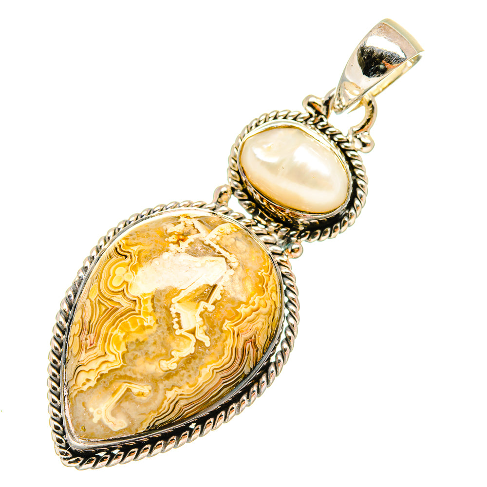 Laguna Lace Agate Pendants handcrafted by Ana Silver Co - PD6355