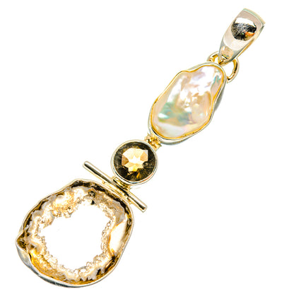 Coconut Geode Druzy Pendants handcrafted by Ana Silver Co - PD6431