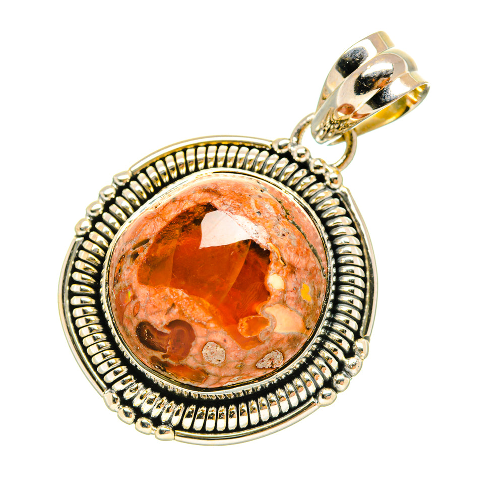Mexican Fire Opal Pendants handcrafted by Ana Silver Co - PD6488