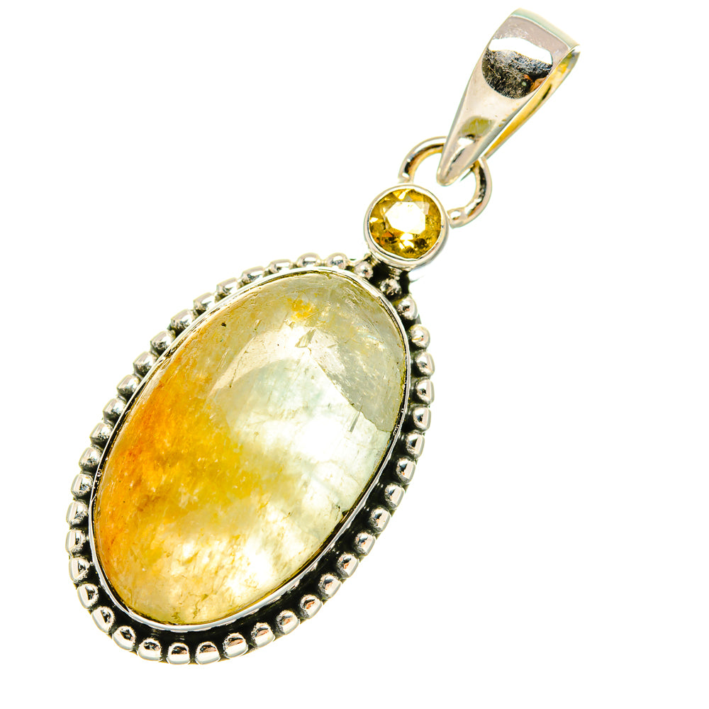 Oval opal and round citrine pendant with 925 sterling silver bail