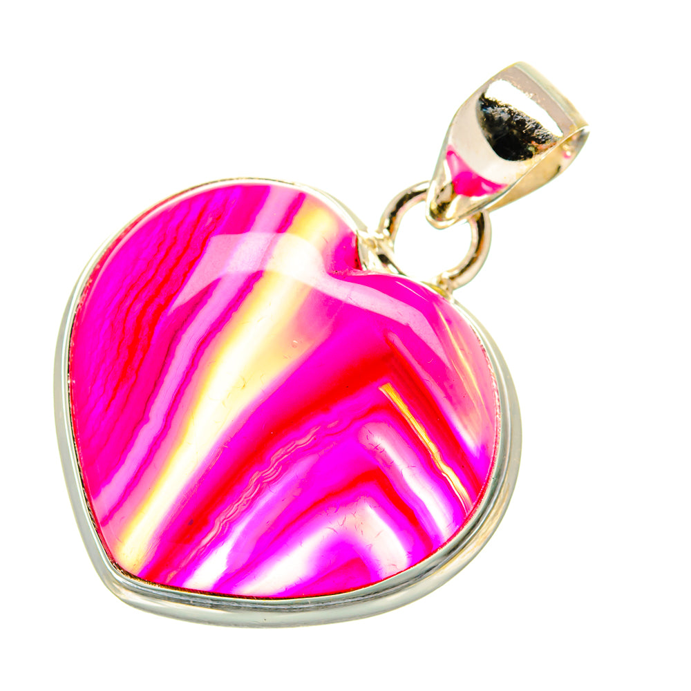 Pink Botswana agate pendant with oval cabochon in 925 sterling silver bezel