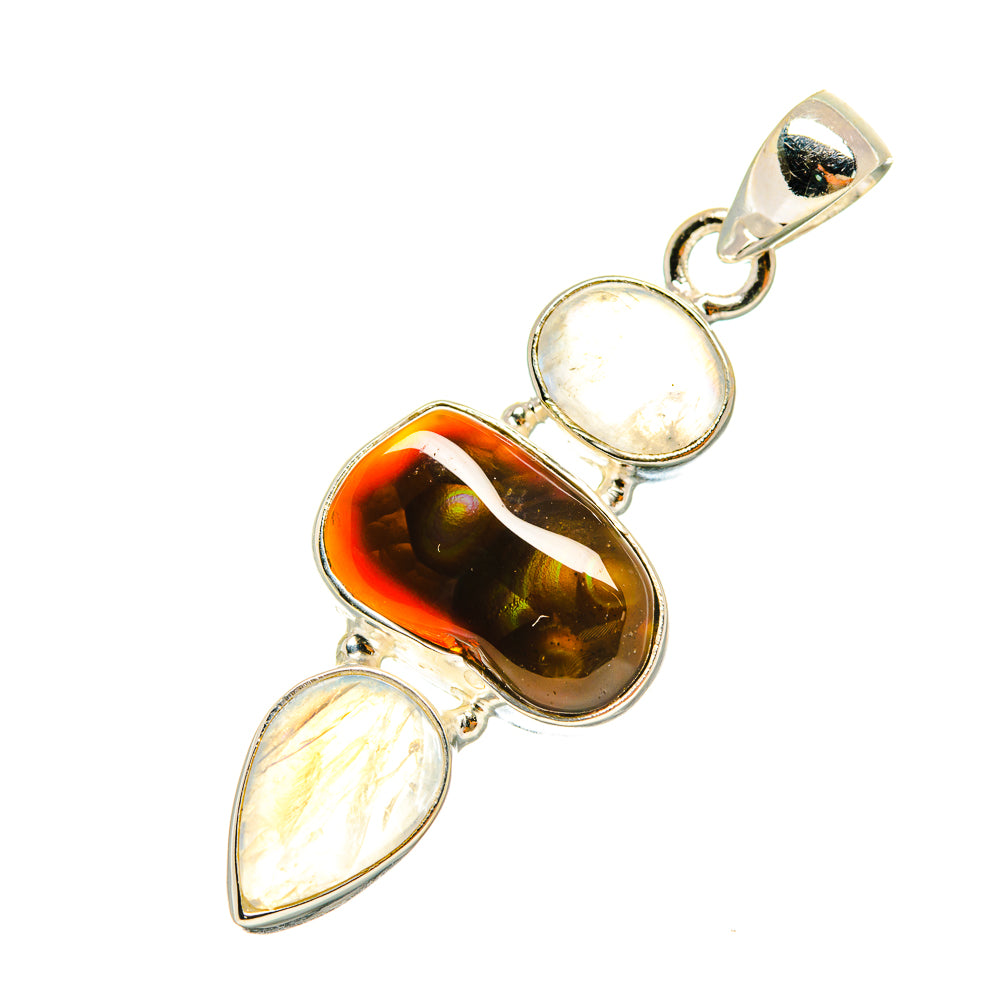 Mexican Fire Agate Pendants handcrafted by Ana Silver Co - PD6622