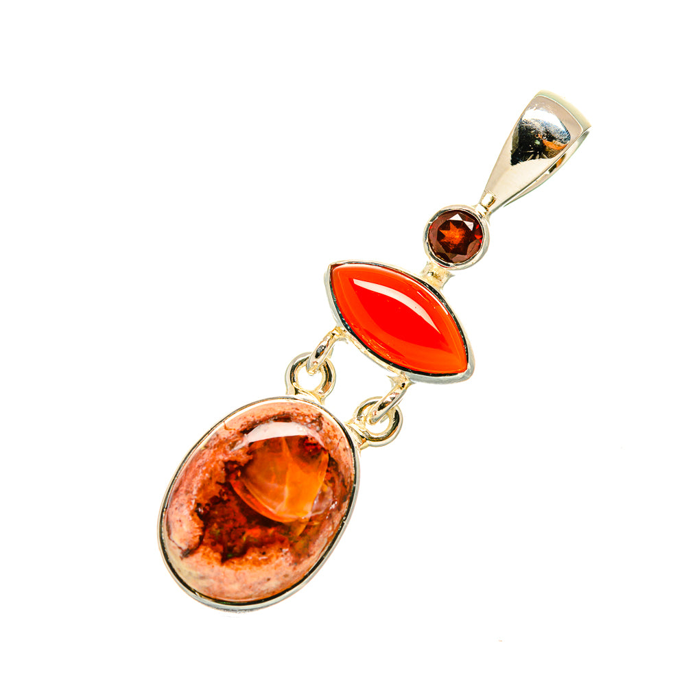 Mexican Fire Opal Pendants handcrafted by Ana Silver Co - PD6628