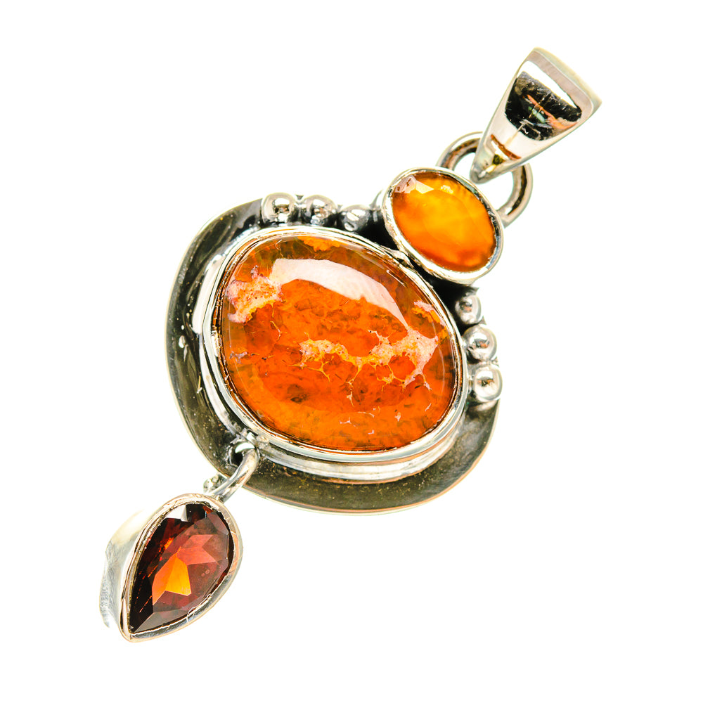 Mexican Fire Opal Pendants handcrafted by Ana Silver Co - PD6631