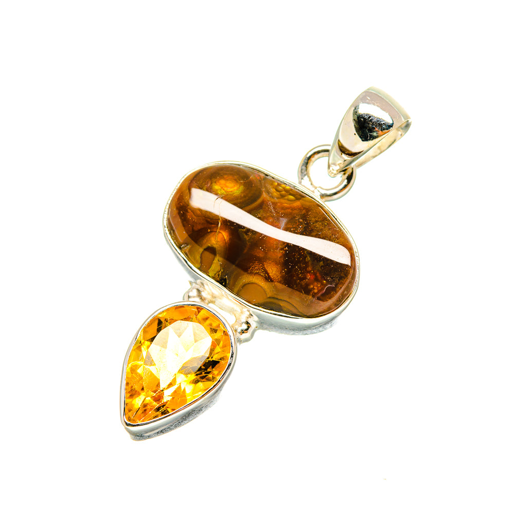 Mexican Fire Agate Pendants handcrafted by Ana Silver Co - PD6635