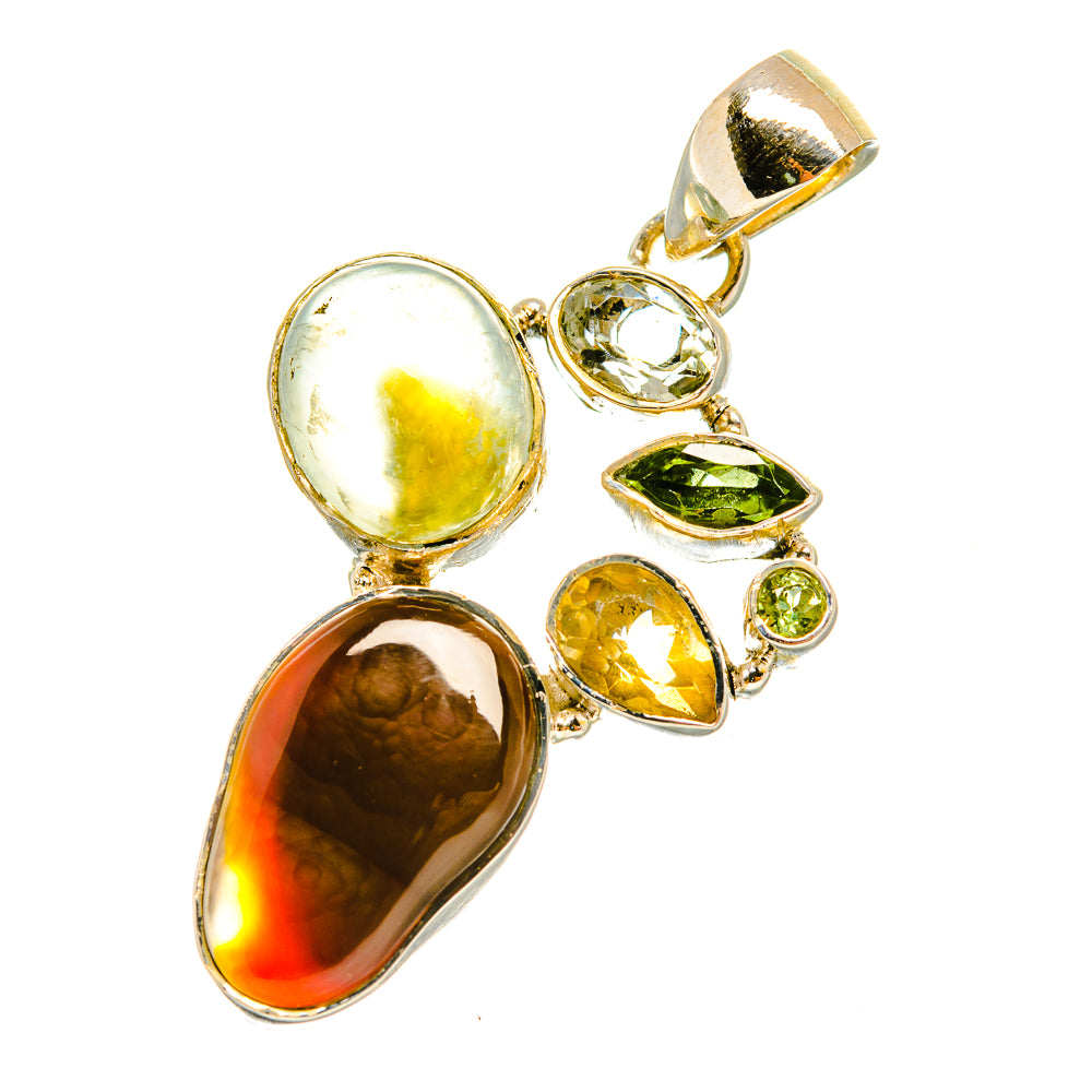 Mexican Fire Agate Pendants handcrafted by Ana Silver Co - PD6724