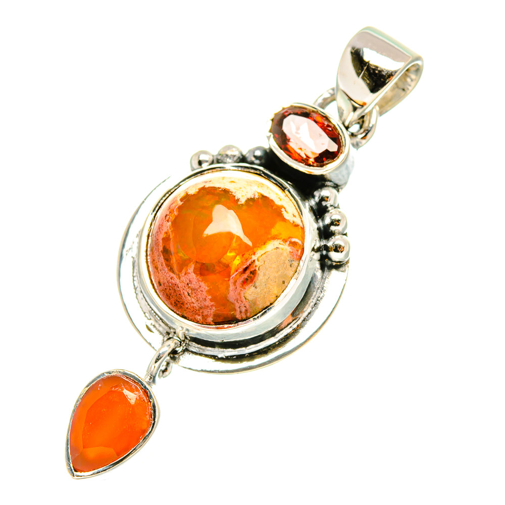 Mexican Fire Opal Pendants handcrafted by Ana Silver Co - PD6838