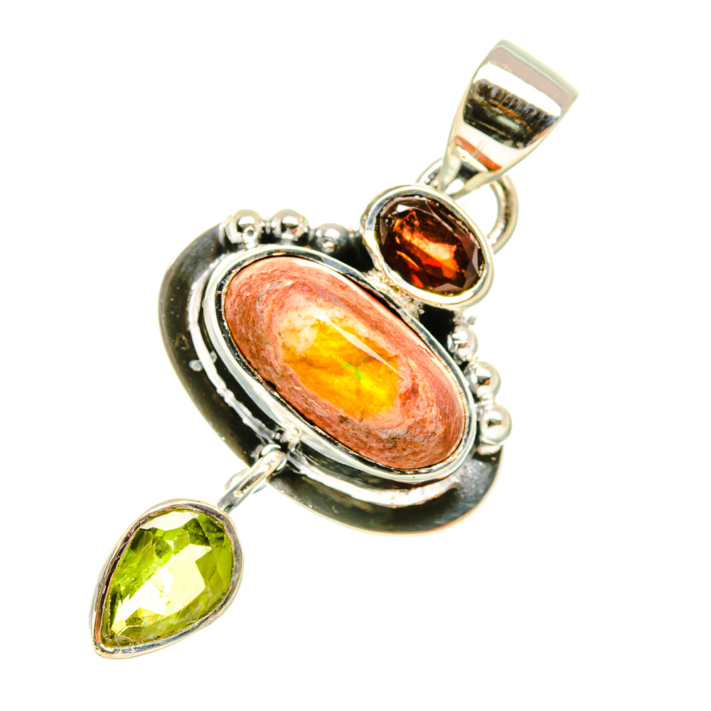 Mexican Fire Opal Pendants handcrafted by Ana Silver Co - PD6881