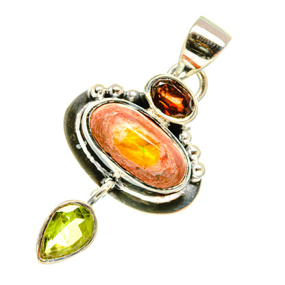 Mexican Fire Opal Pendants handcrafted by Ana Silver Co - PD6881