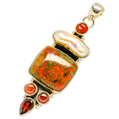 Red Jasper, Mother Of Pearl, Garnet Pendants handcrafted by Ana Silver Co - PD6887