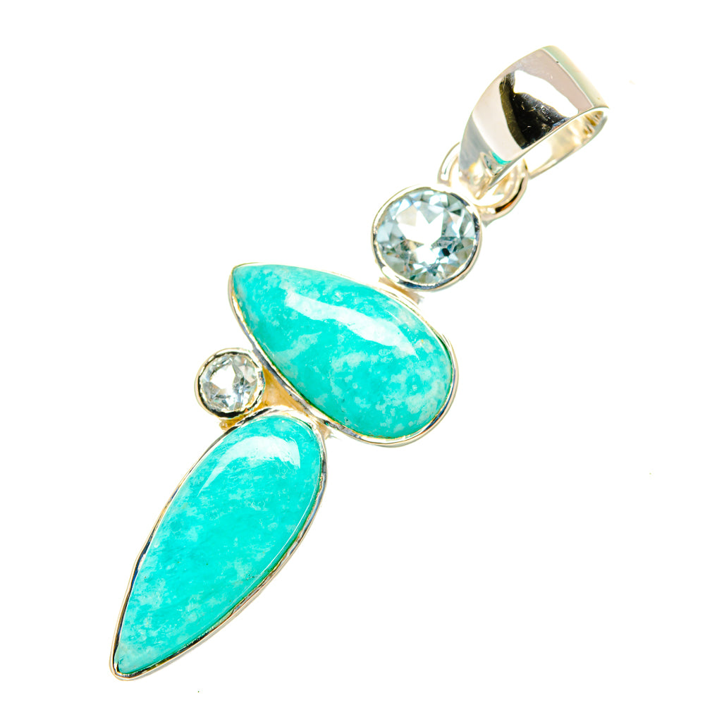 Amazonite, Blue Topaz Pendants handcrafted by Ana Silver Co - PD6892