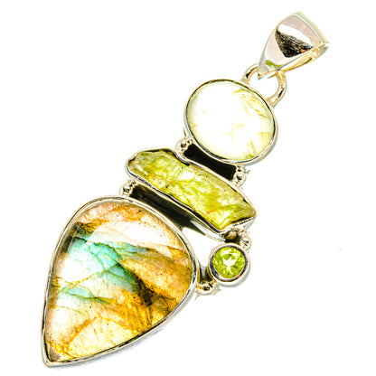 Labradorite, Prehnite, Peridot Pendants handcrafted by Ana Silver Co - PD6893