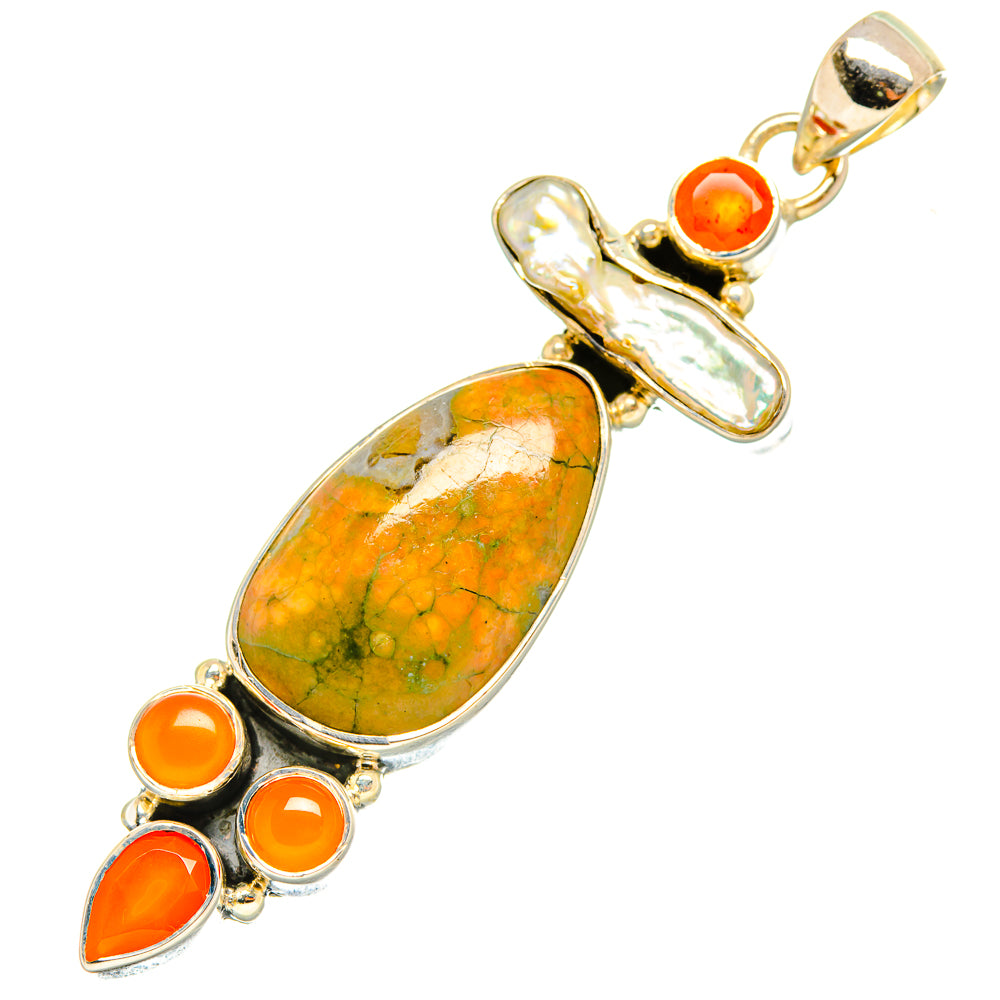 Unakite, Mother Of Pearl, Carnelian Pendants handcrafted by Ana Silver Co - PD6911