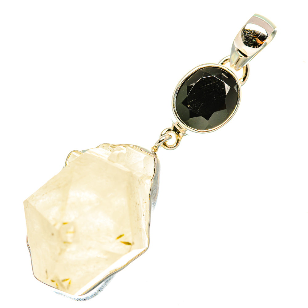 Rainbow Moonstone, Black Onyx Pendants handcrafted by Ana Silver Co - PD6918