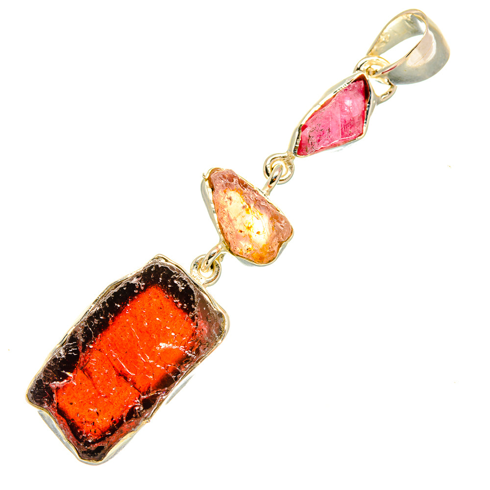 Garnet, Rose Quartz, Pink Tourmaline Pendants handcrafted by Ana Silver Co - PD6929