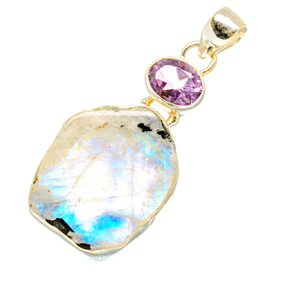 Rainbow Moonstone, Amethyst Pendants handcrafted by Ana Silver Co - PD6934