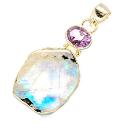 Rainbow Moonstone, Amethyst Pendants handcrafted by Ana Silver Co - PD6934