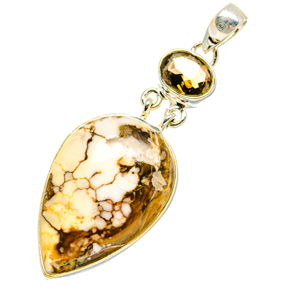 Peanut Wood Jasper, Smoky Quartz Pendants handcrafted by Ana Silver Co - PD6937
