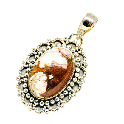 Oval jasper pendant in silver with beaded bezel and loop bail