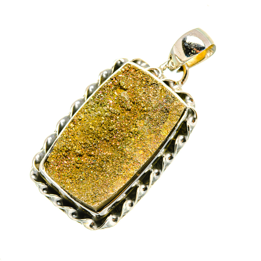 Spectro Pyrite Druzy Pendants handcrafted by Ana Silver Co - PD6957