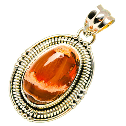 Mexican Fire Opal Pendants handcrafted by Ana Silver Co - PD6960