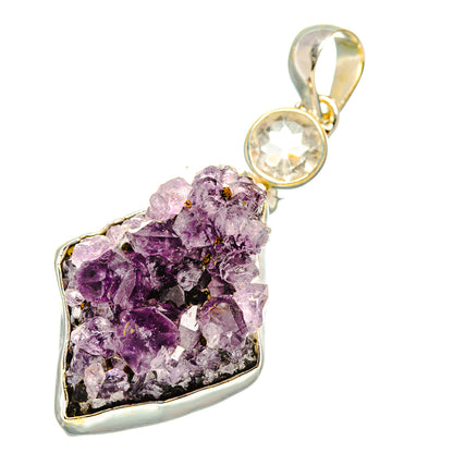 Amethyst Crystal, White Quartz Pendants handcrafted by Ana Silver Co - PD7020