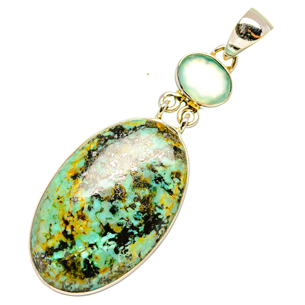 Tibetan Turquoise, Aqua Chalcedony Pendants handcrafted by Ana Silver Co - PD7022