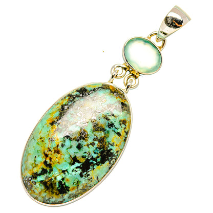 Tibetan Turquoise, Aqua Chalcedony Pendants handcrafted by Ana Silver Co - PD7022