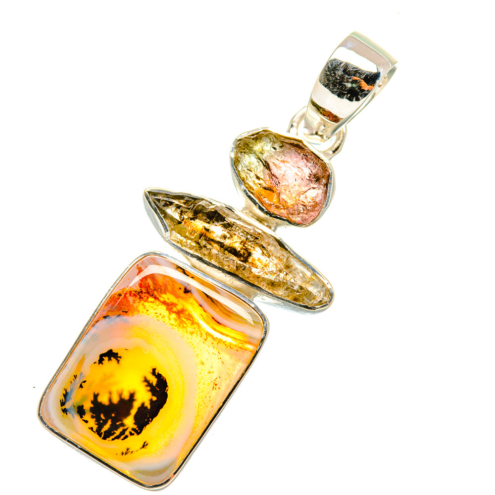 Scenic Dendritic Agate, Herkimer Diamond, Ametrine Pendants handcrafted by Ana Silver Co - PD7025