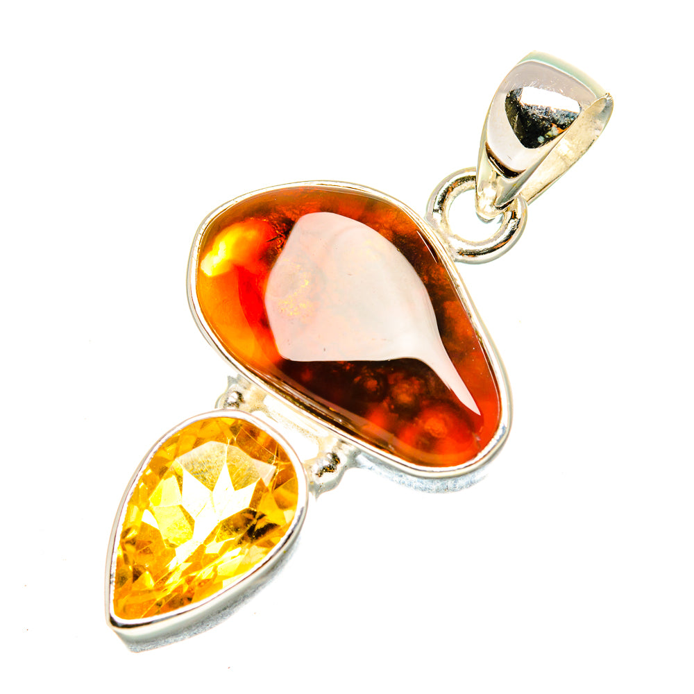 Mexican Fire Agate Pendants handcrafted by Ana Silver Co - PD7063