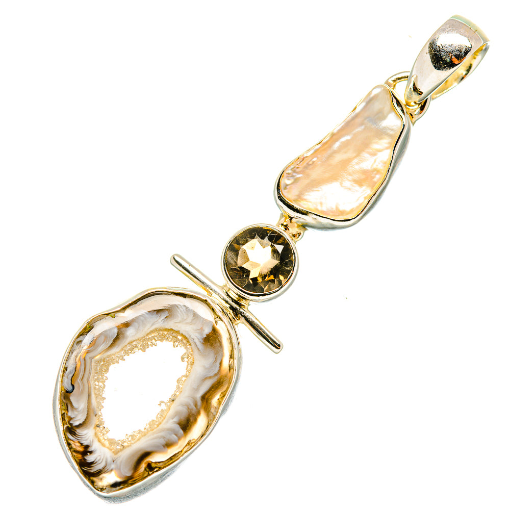 Coconut Geode Slice Pendants handcrafted by Ana Silver Co - PD7068