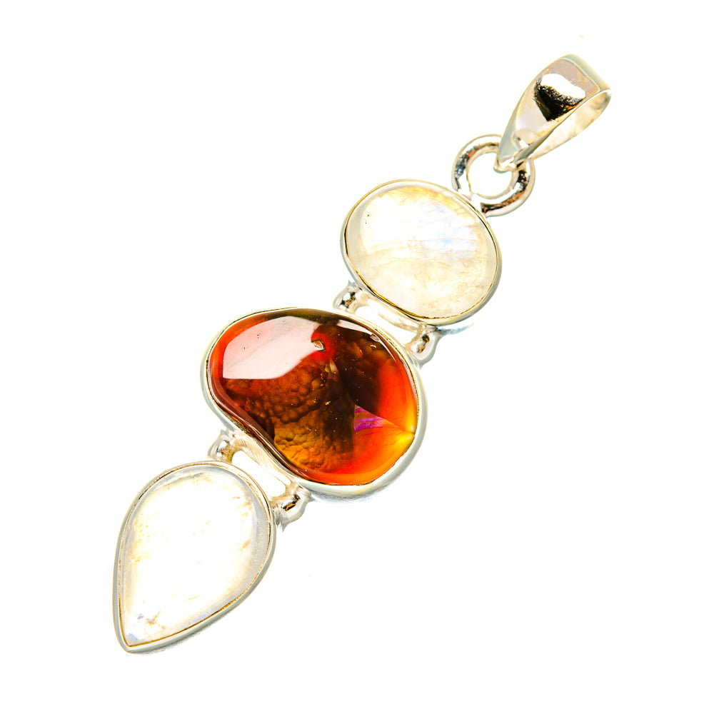 Mexican Fire Agate Pendants handcrafted by Ana Silver Co - PD7070