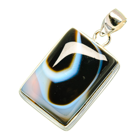 Black Banded Agate Pendants handcrafted by Ana Silver Co - PD7155