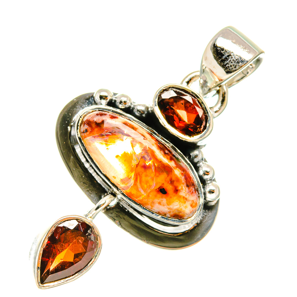 Mexican Fire Opal Pendants handcrafted by Ana Silver Co - PD7186