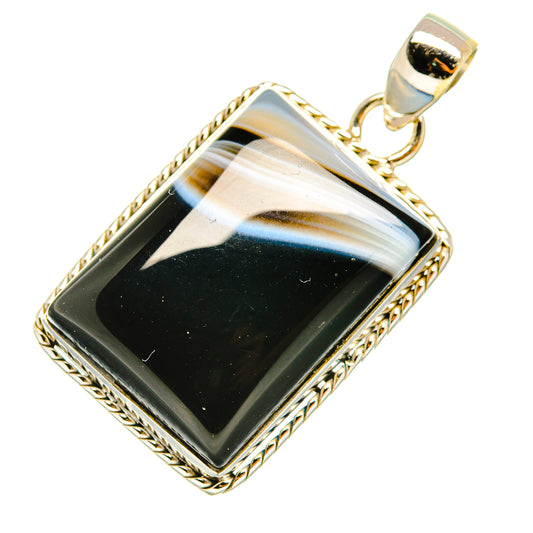 Black Banded Agate Pendants handcrafted by Ana Silver Co - PD7189
