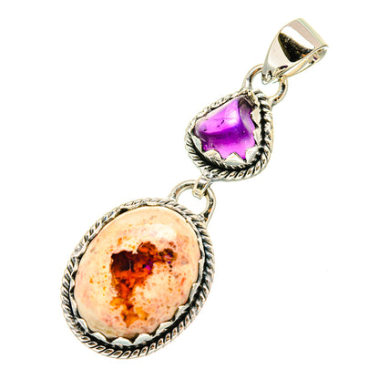 Mexican Fire Opal Pendants handcrafted by Ana Silver Co - PD7193