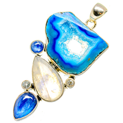 Blue Geode Slice Pendants handcrafted by Ana Silver Co - PD7248