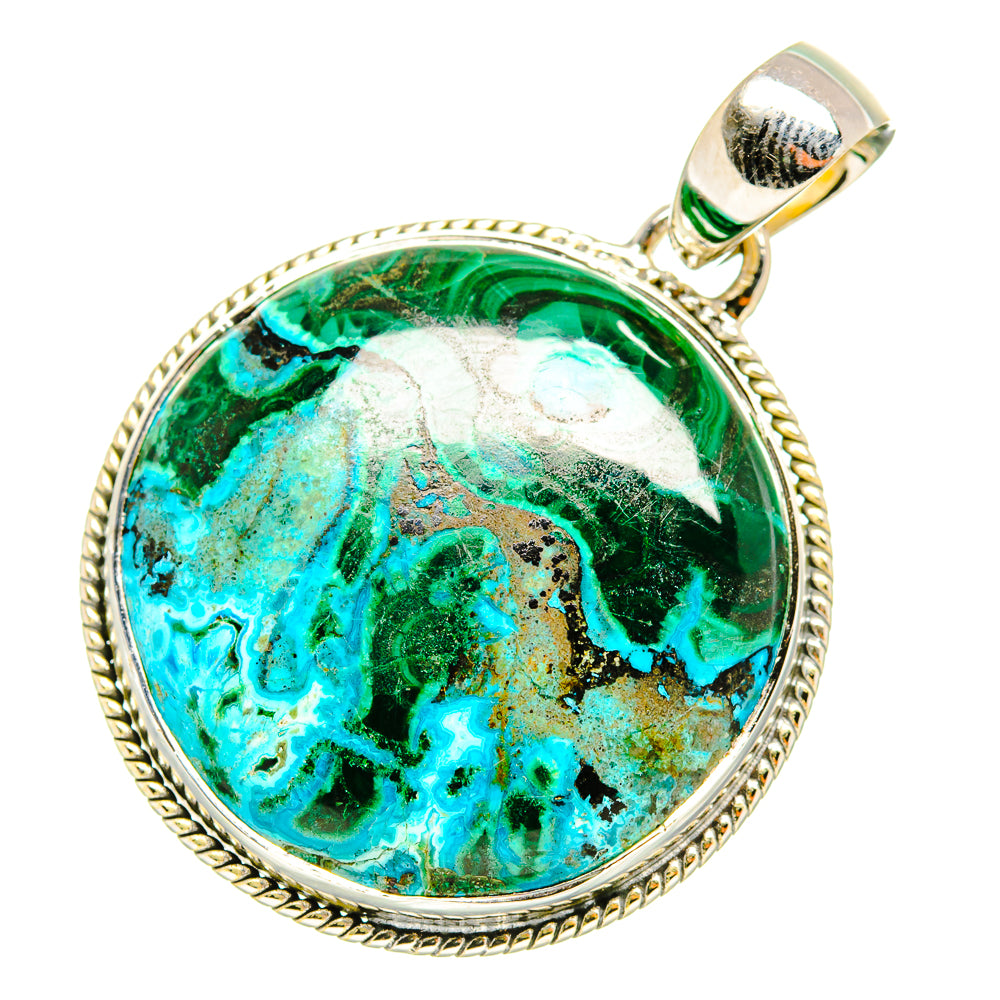 Malachite In Chrysocolla Pendants handcrafted by Ana Silver Co - PD7259