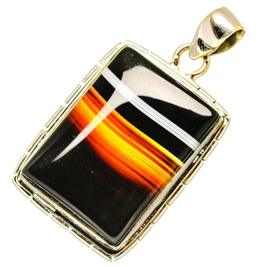 Black Banded Agate Pendants handcrafted by Ana Silver Co - PD7268