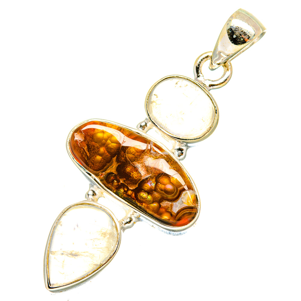 Mexican Fire Agate Pendants handcrafted by Ana Silver Co - PD7278
