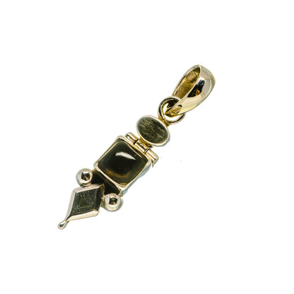 Smoky quartz pendant in 925 sterling silver with dark stones and open bail