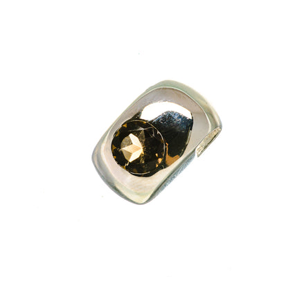 Smoky quartz pendant, square sterling silver bezel with dark faceted smoky stone