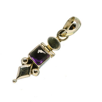 Sterling silver amethyst pendant with purple rectangular gemstone and small round accents