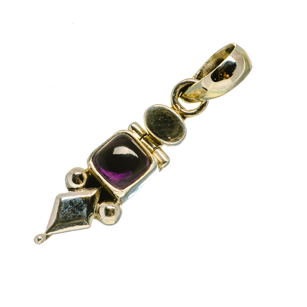 Amethyst pendant charm with purple gemstone bezel and small loop bail, sterling silver