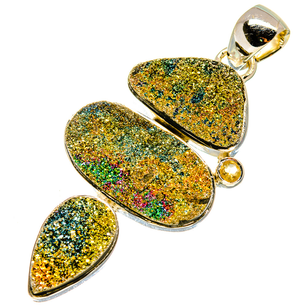 Spectro Pyrite Druzy Pendants handcrafted by Ana Silver Co - PD737804